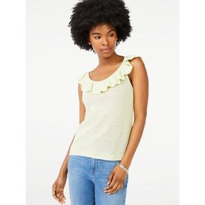🆕Scoop Women's Knit Sweater Tank Top with Ruffled Neck Size: Small (4-6)
